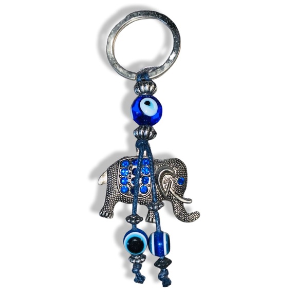 Evil Eye Key Chain, Blue Rhinestone Key Chain, Elephant Key Chain - Picture 5 of 5